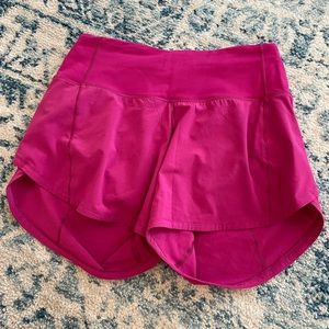 Pink Lululemon Speed Up Shorts 4” size 0